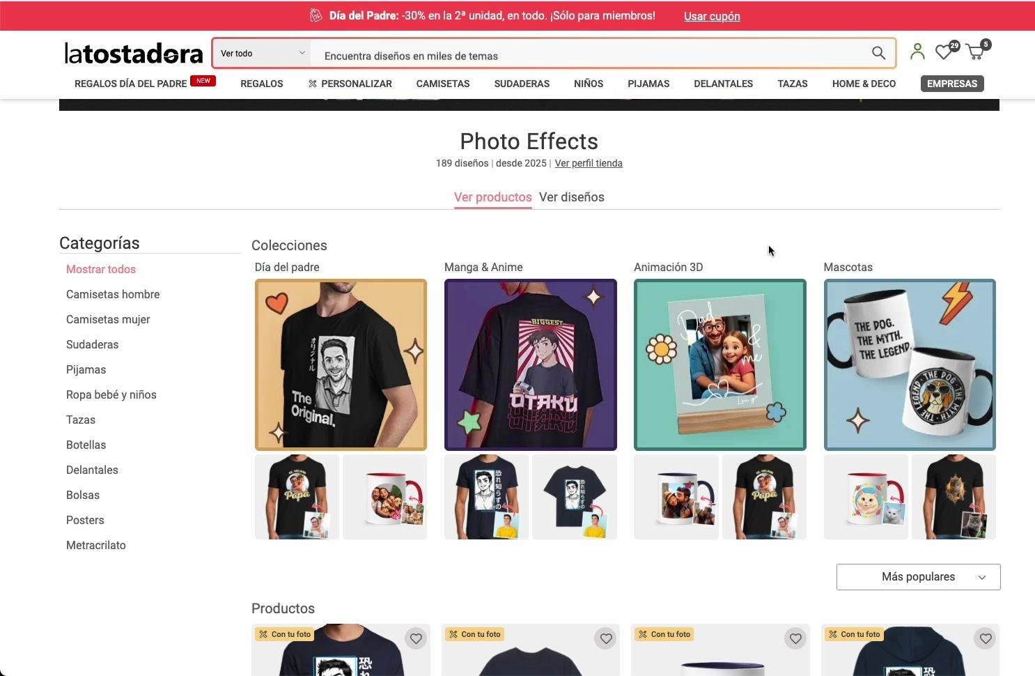 Collections section on shop storefront