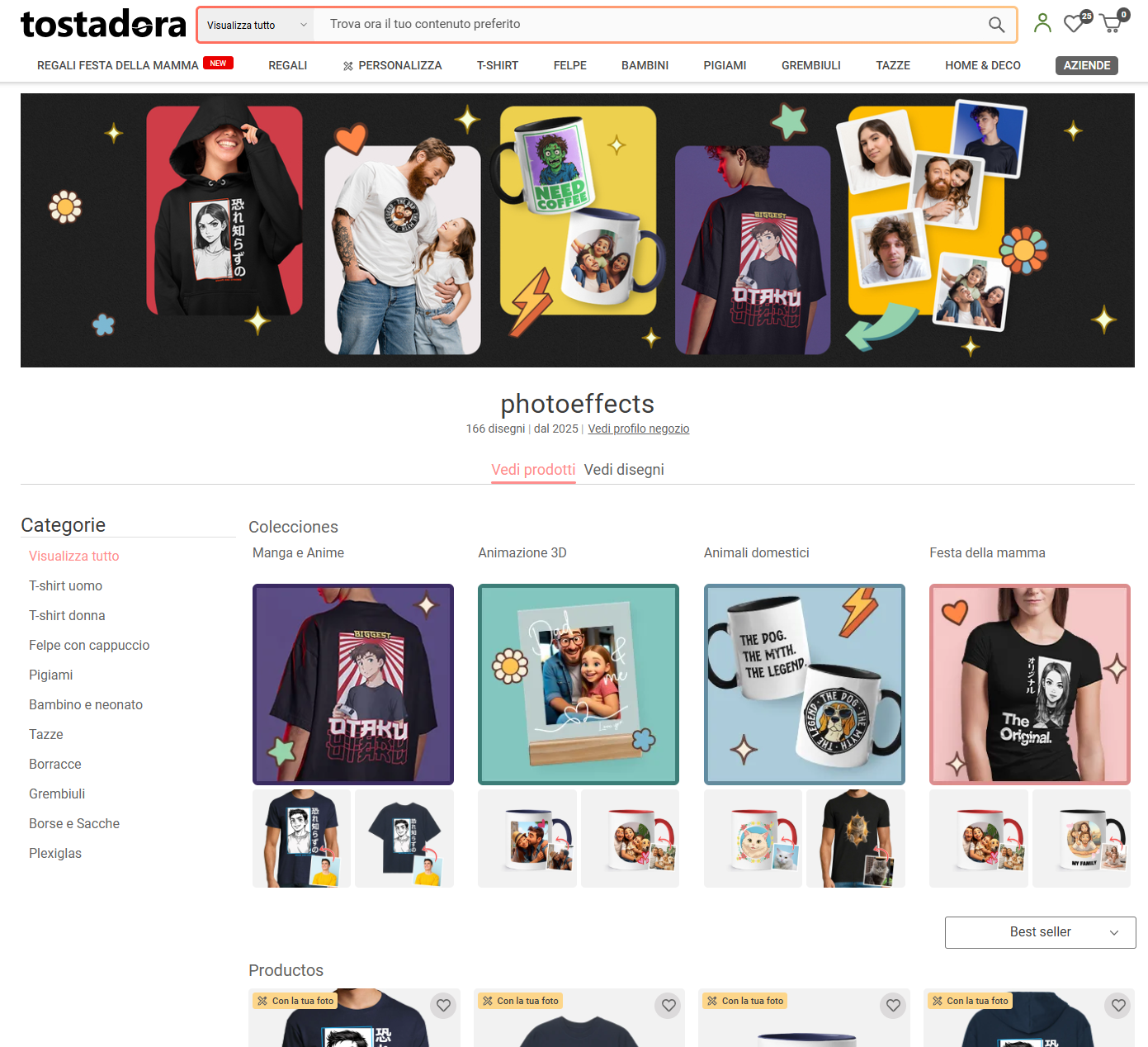 Collections overview Collections section on shop storefront