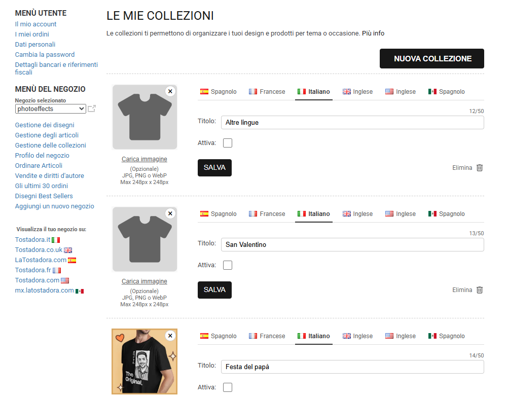 Mis Colecciones My Collections management page