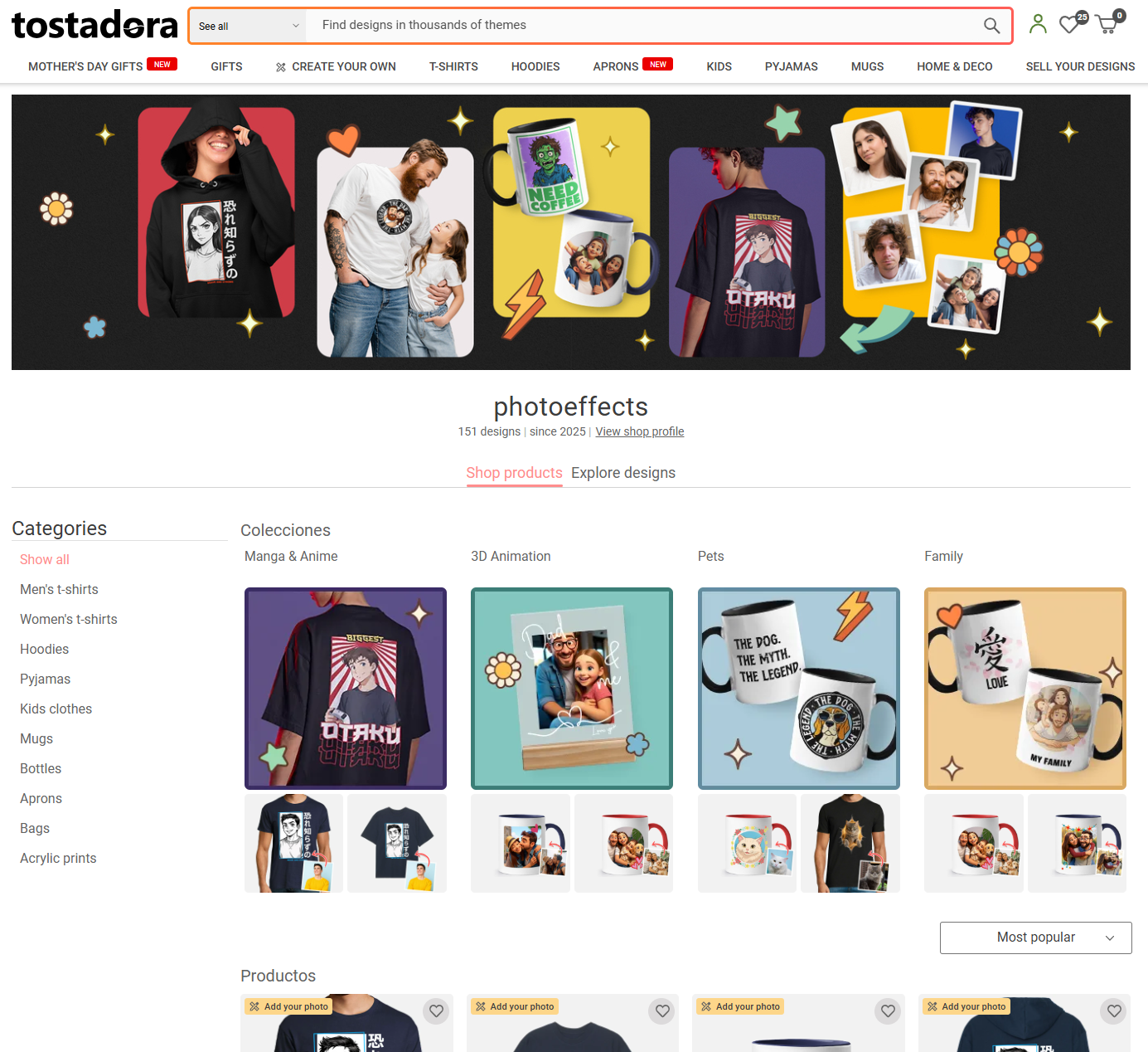 Collections section on shop storefront