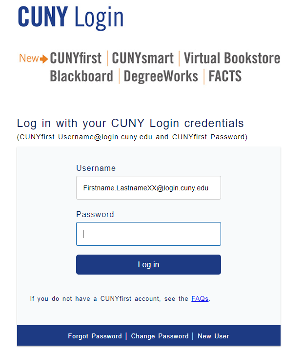 Accessing The Right Account City University Of New York