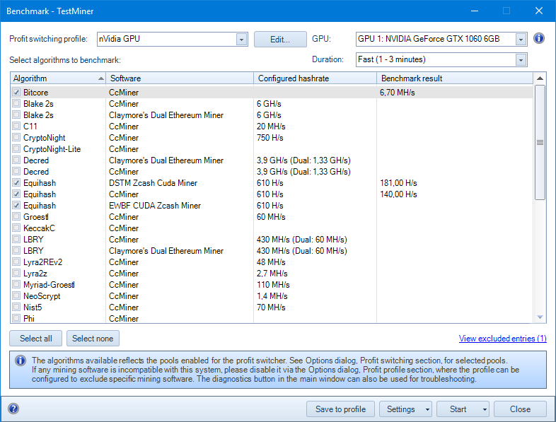 GPU compare benchmark