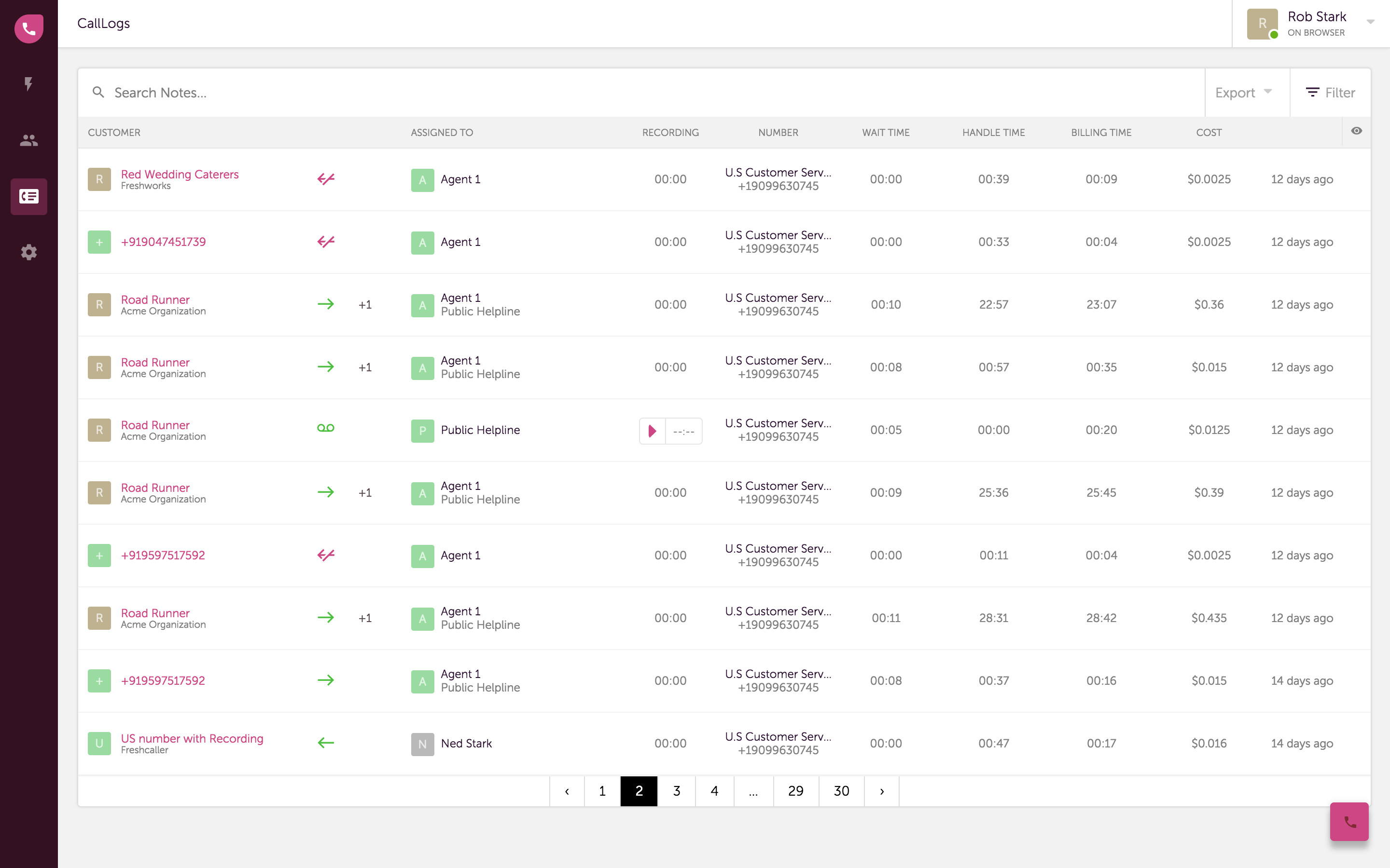 Viewing your call logs Freshcaller