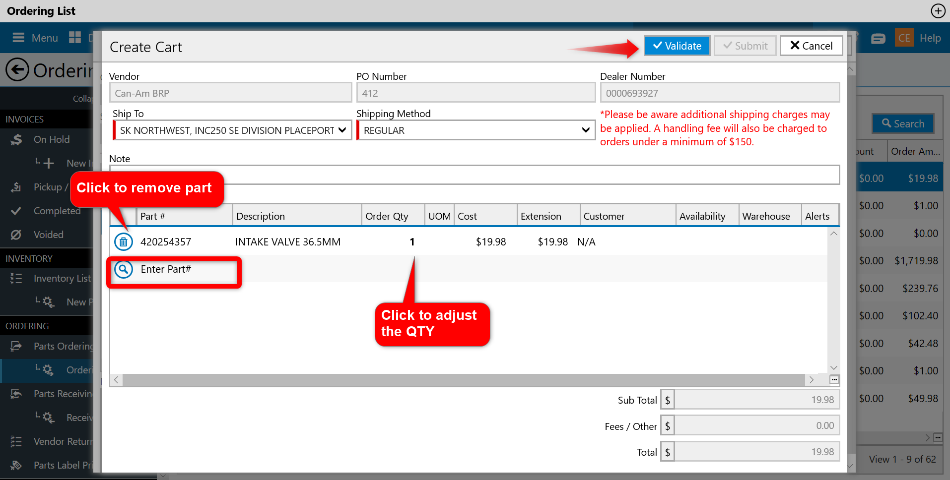 Parts Ordering BRP DX1