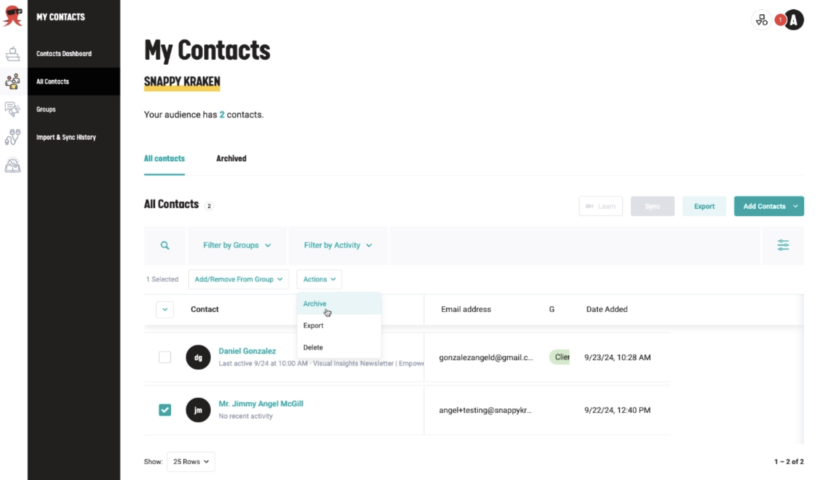 How to Archive Contacts : Campaigns