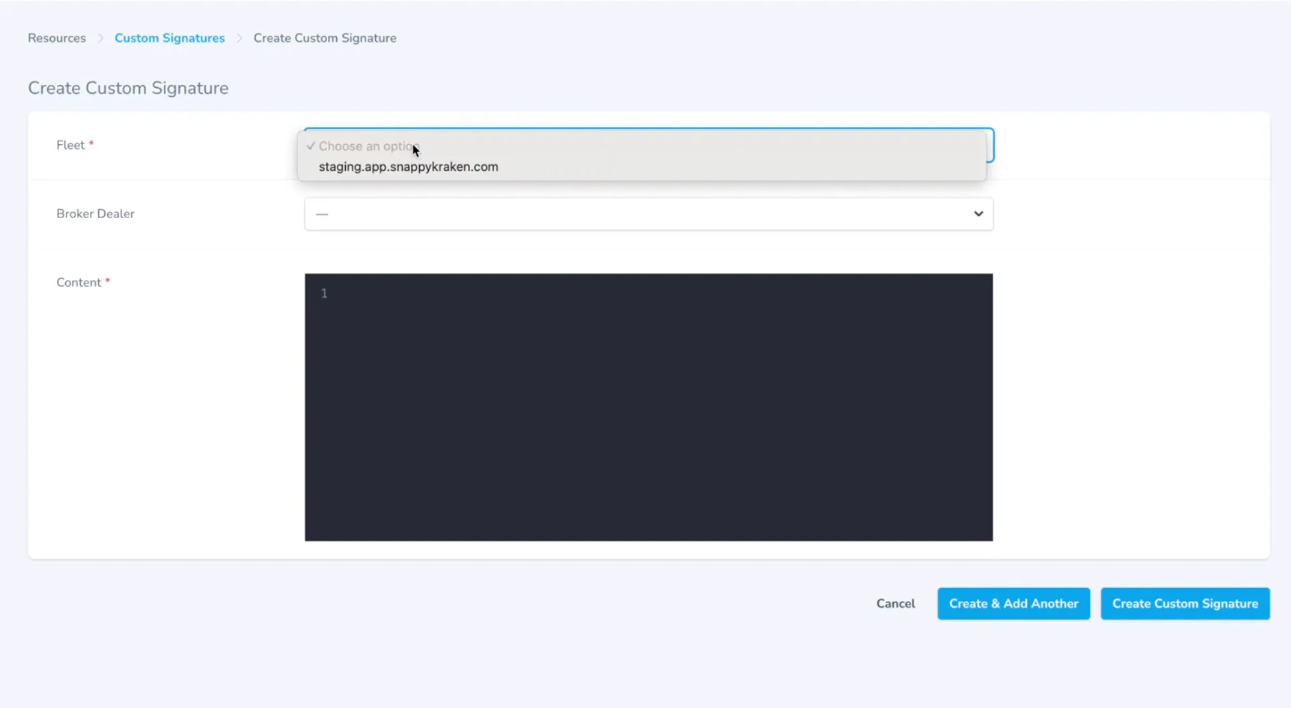 Signature setup screenshot