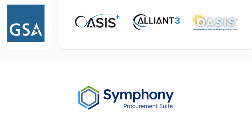 The home page displaying contract vehicle logos.