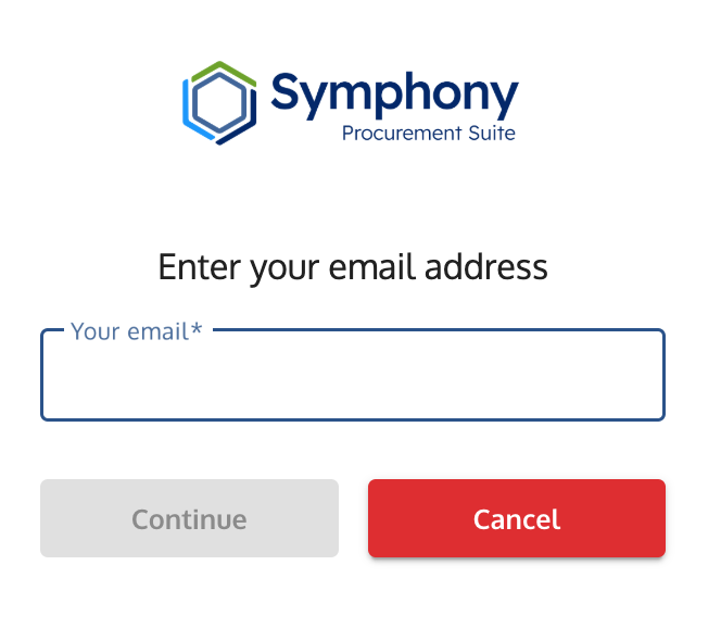 Registration screen showing the email entry field for a new registration.