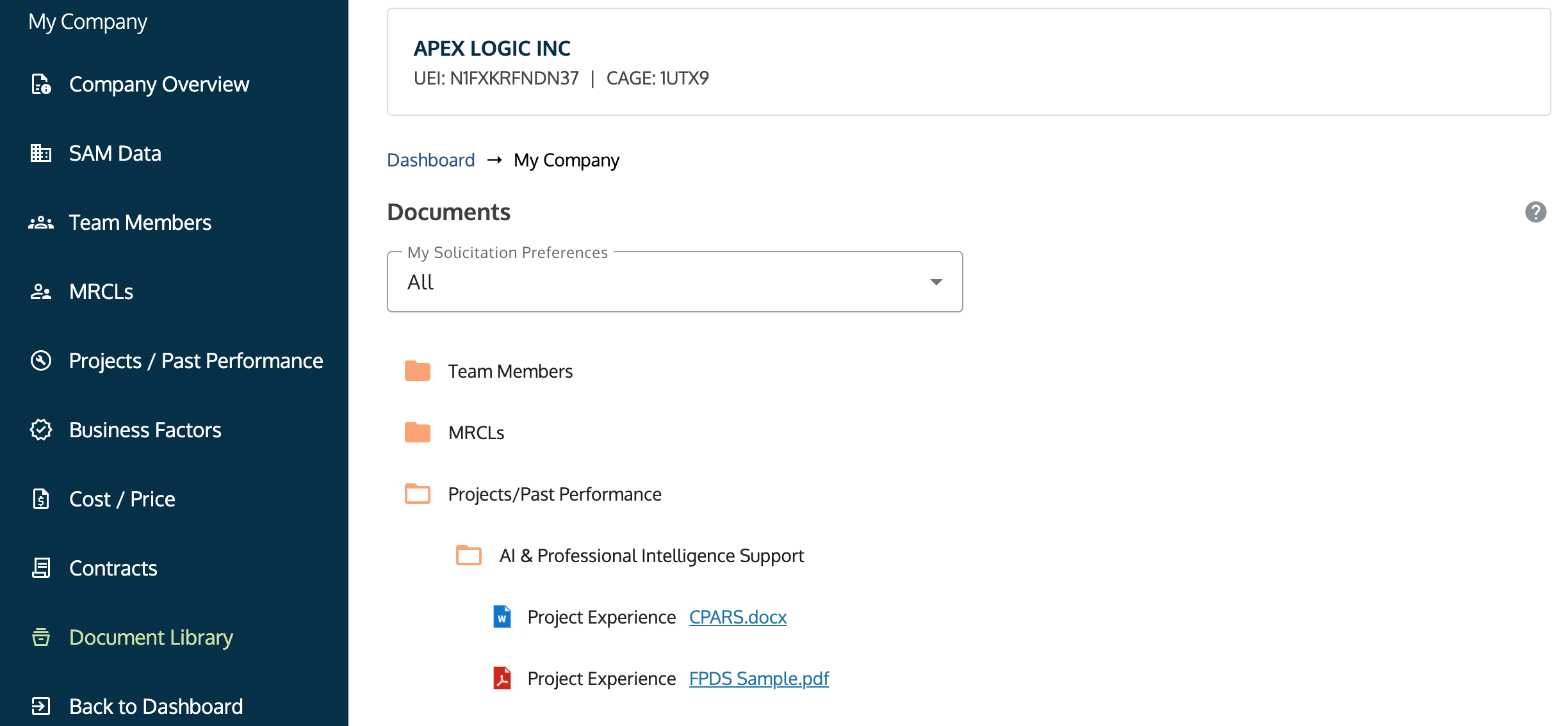 Document library view showing read-only files.