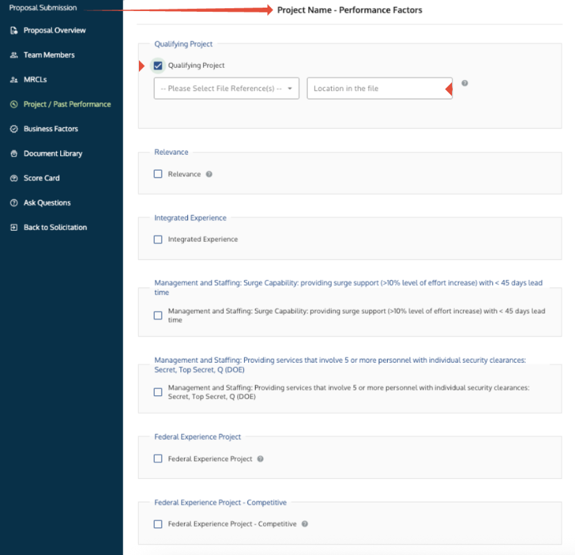 Performance Factors screen showing the Location in the File input field.