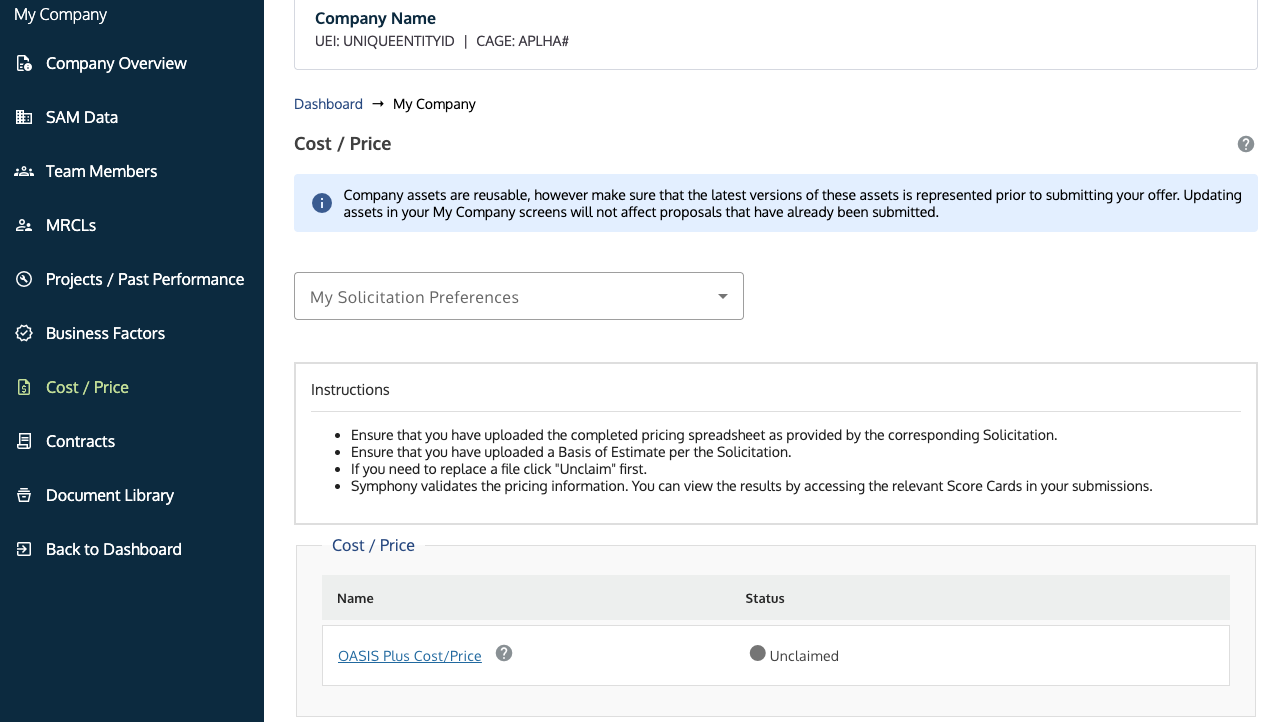 Cost/Price section showing the form upload link.