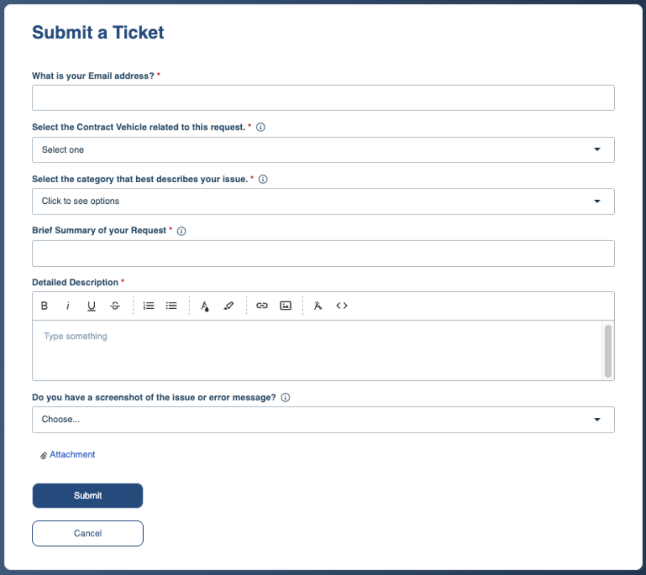 Ticket submission form showing fields for contact information and issue description.