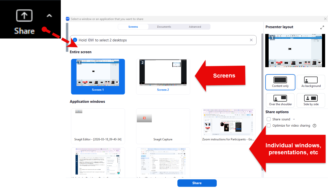 Use the "Share" button to open your sharing options.