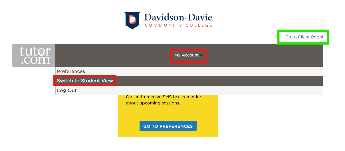 Instructor view of Tutor.com linked in a Moodle class