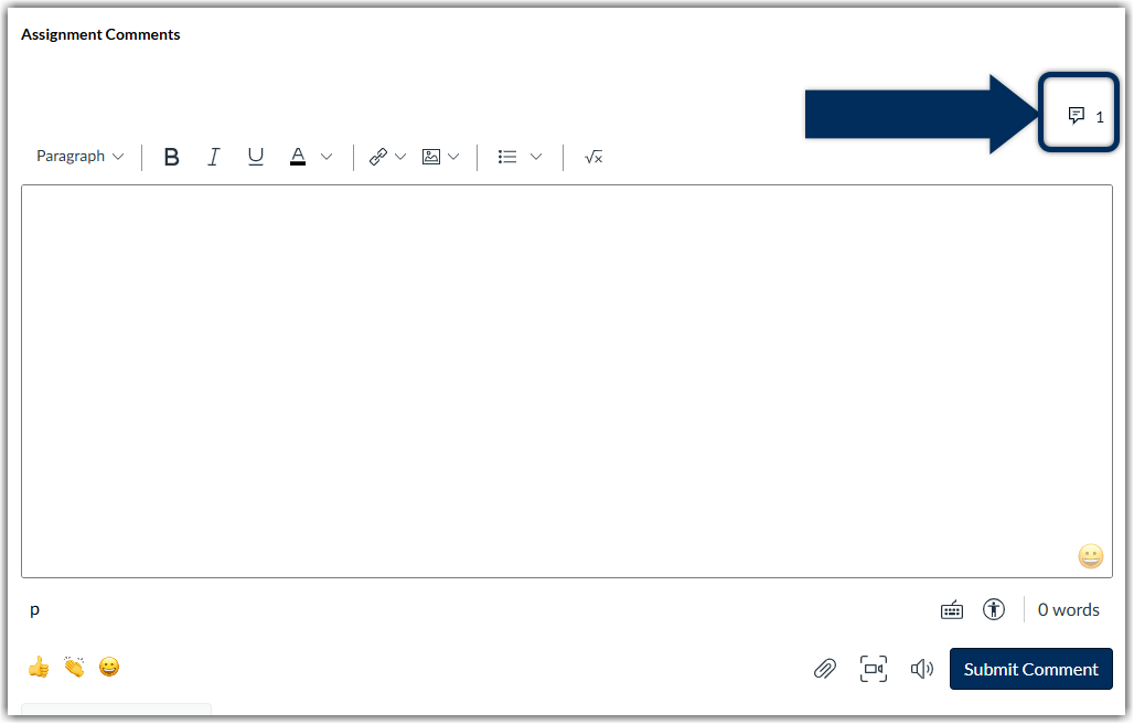 updated comment library conversation icon with a number one for one comment in library