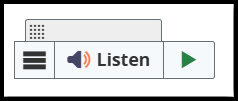 The player controls open with "Listen" as the only button, but the menu can be opened for more options.