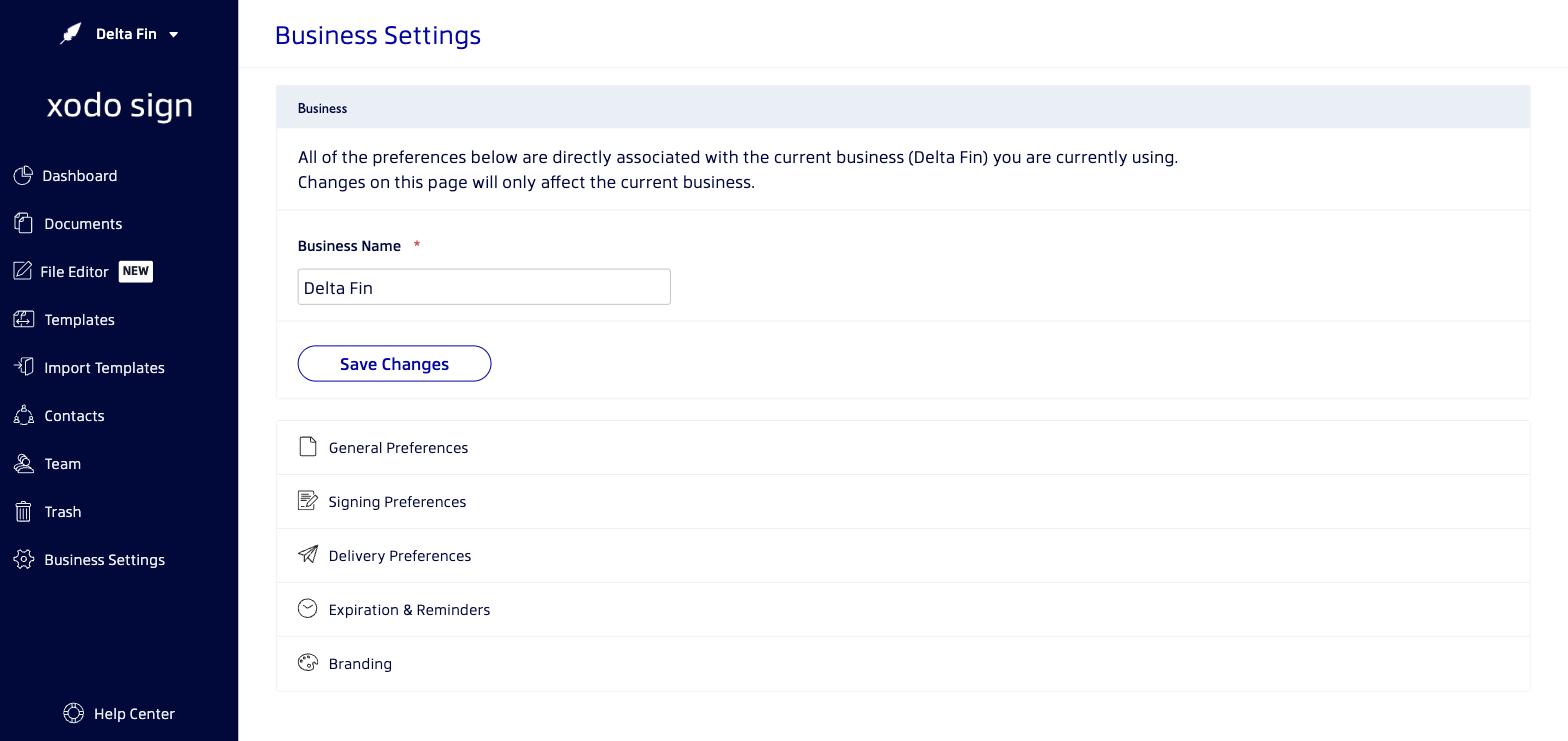 Xodo Sign security settings
