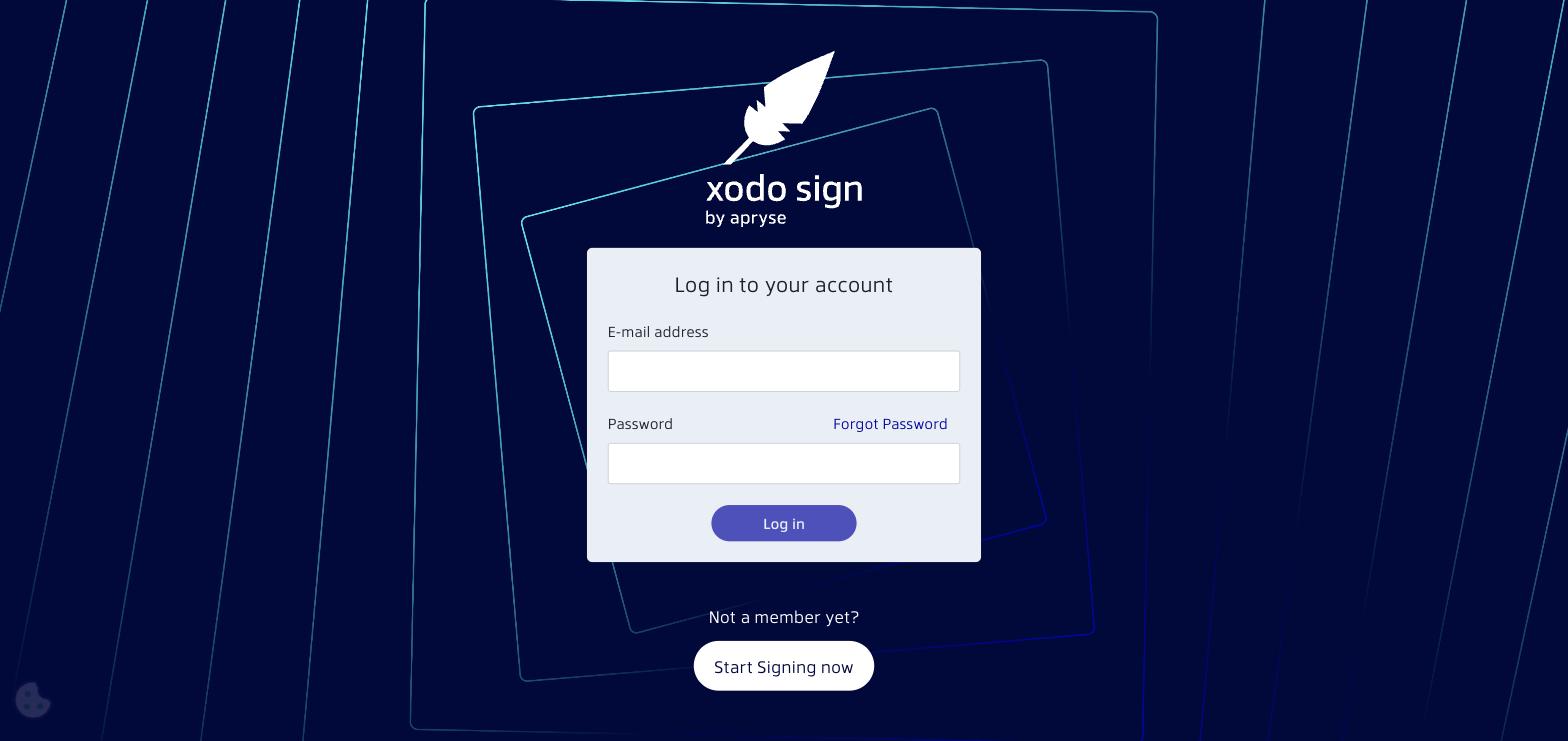 Xodo Sign login page