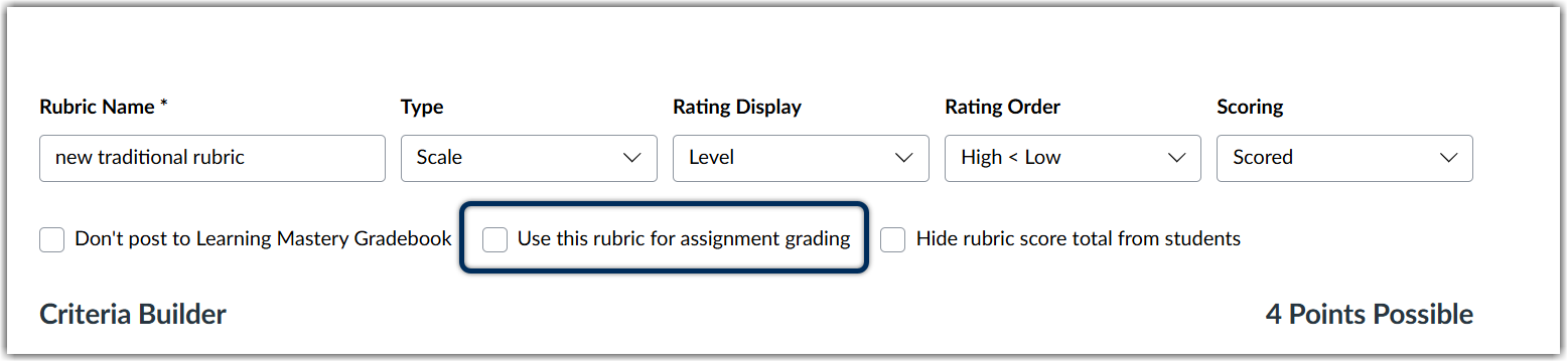 use this rubric for assignment grading selected to enable auto-grading