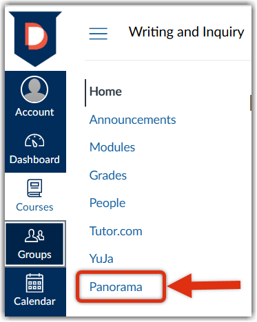 Panorama Dochub link located in Canvas course navigation menu