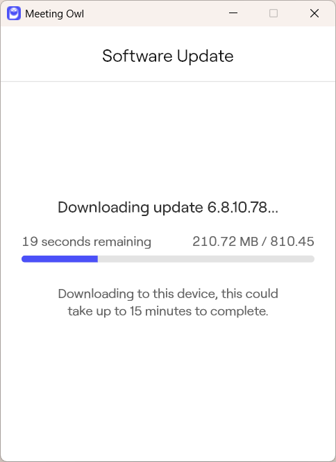 Meeting Owl window with Software Update status