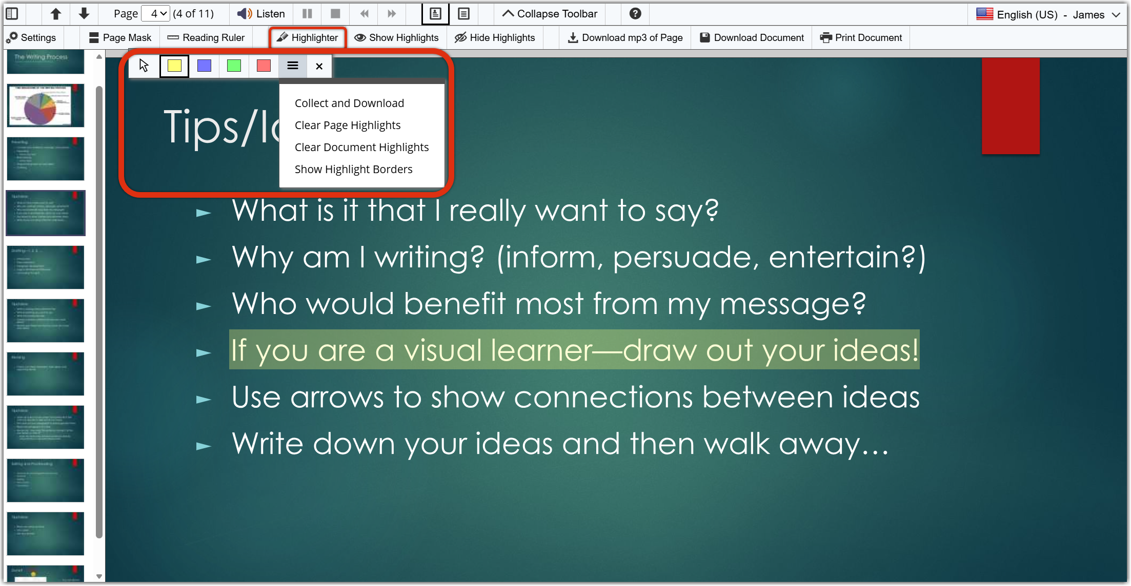 ReadSpeaker highlighter in use