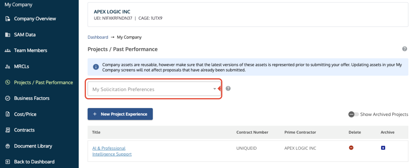 Solicitation Preferences determine the options available for a solicitation.
