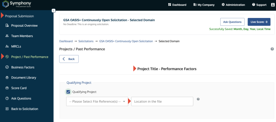 The Performance Factors section showing the Location in the File input field.