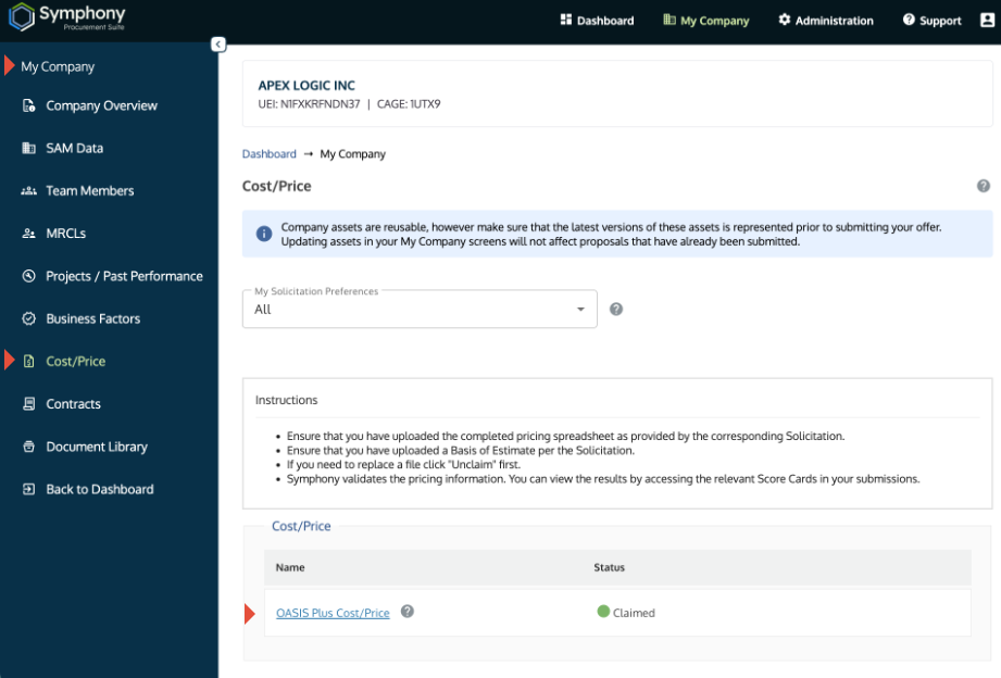 Cost/Price section showing the form upload link.