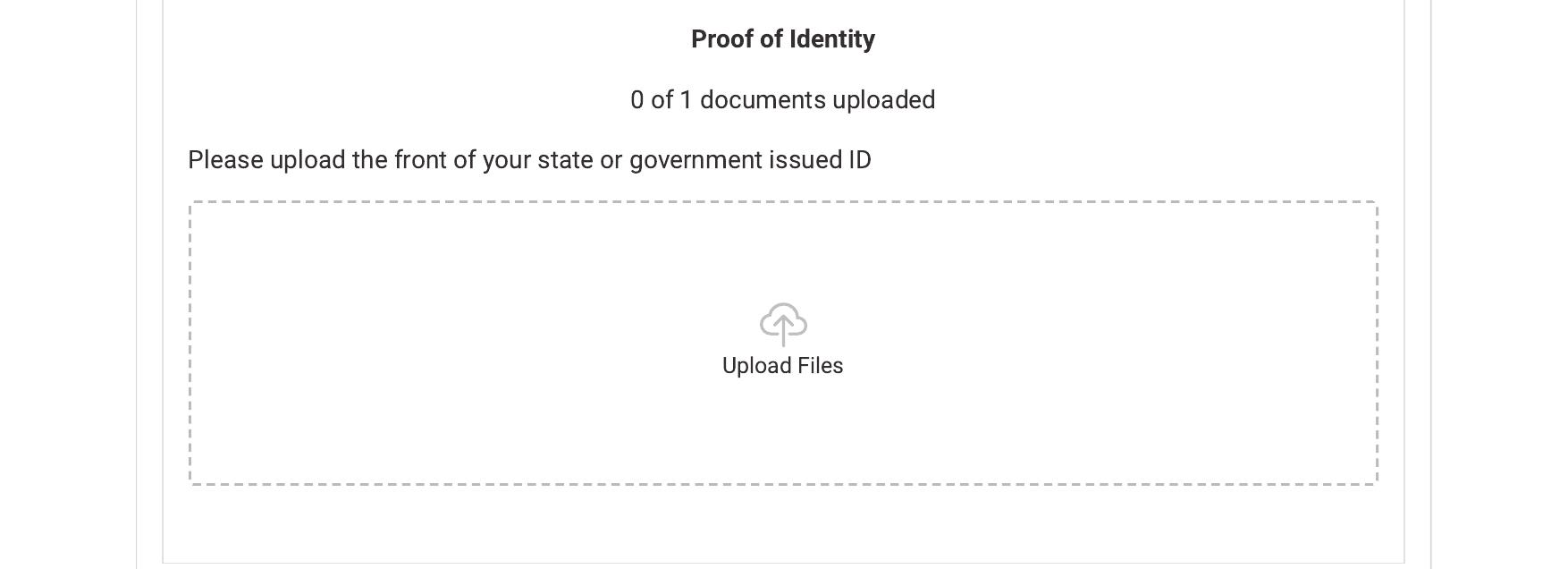 The Proof of Identity upload box