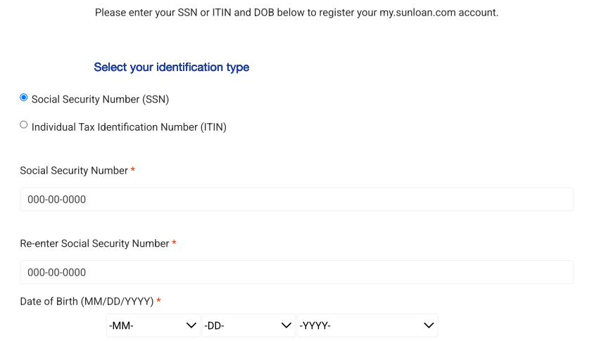 Account confirmation form for SSN or ITIN and date of birth