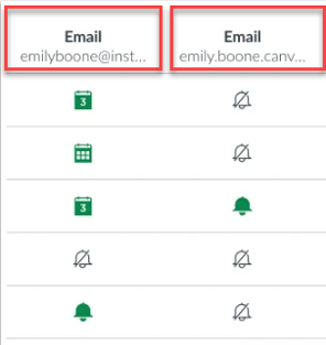 Canvas email notification settings