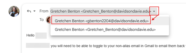 email message toggle