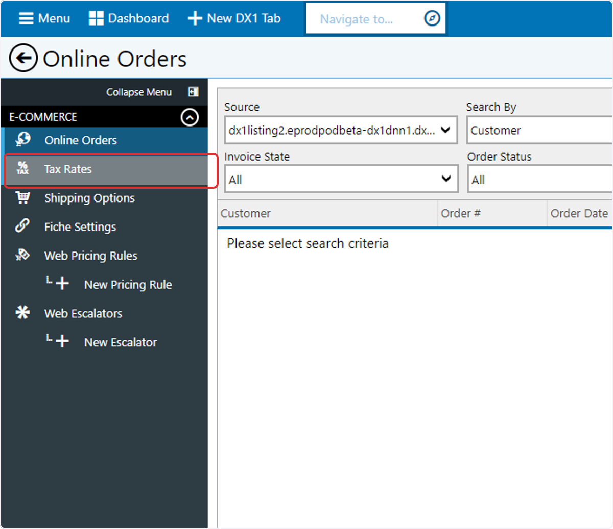 Select Tax Rates in the left hand menu.
