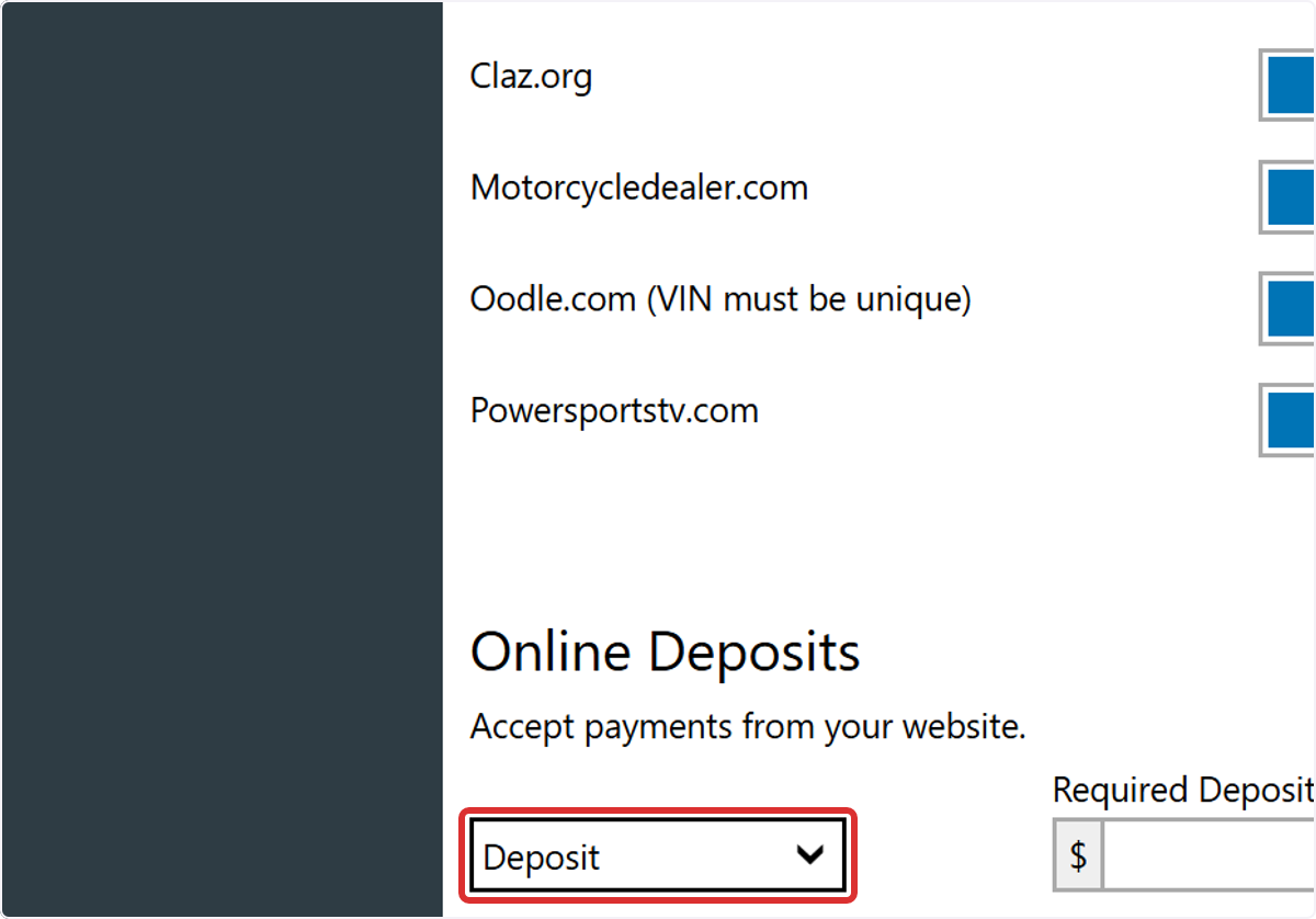 Beneath 'Online Deposits' select Deposit