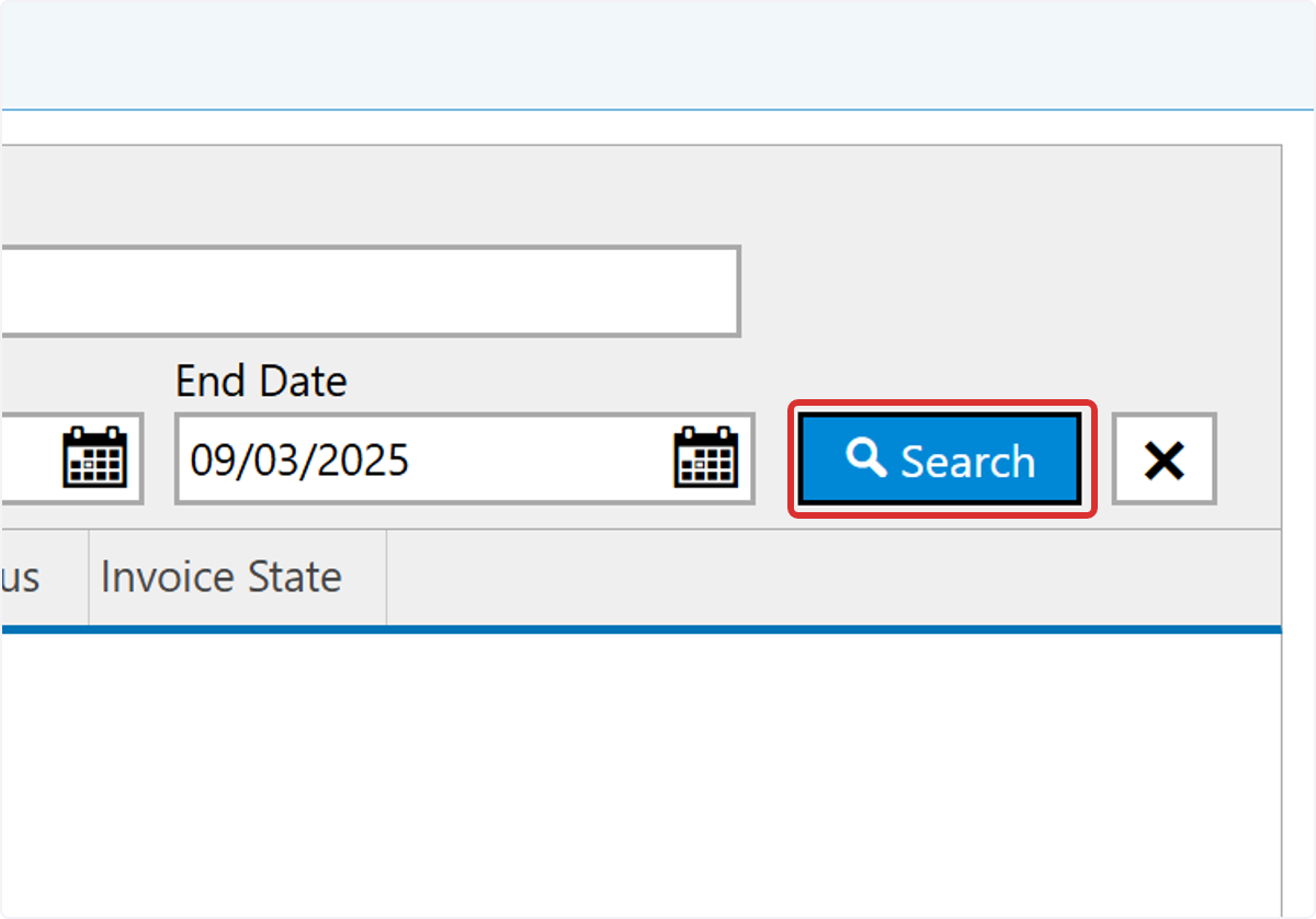 Click on Search to retrieve orders