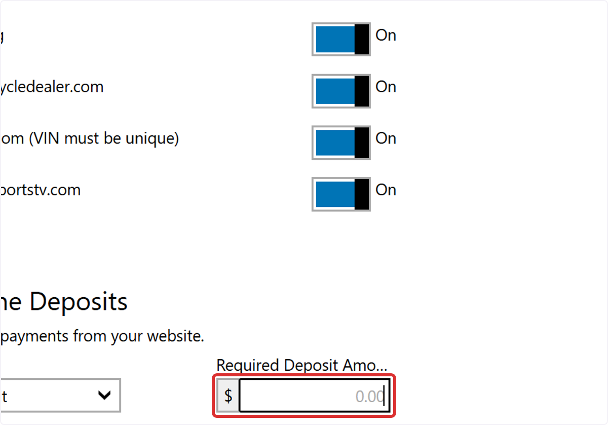 Enter the Required Deposit Amount