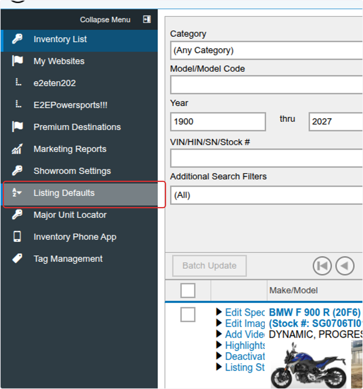 Click Listing Defaults