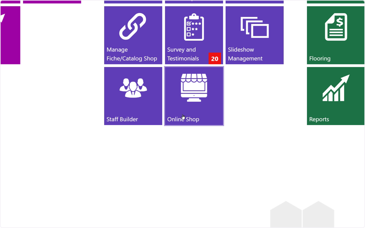 From the DX1 Dashboard, select the Online Shop tile.