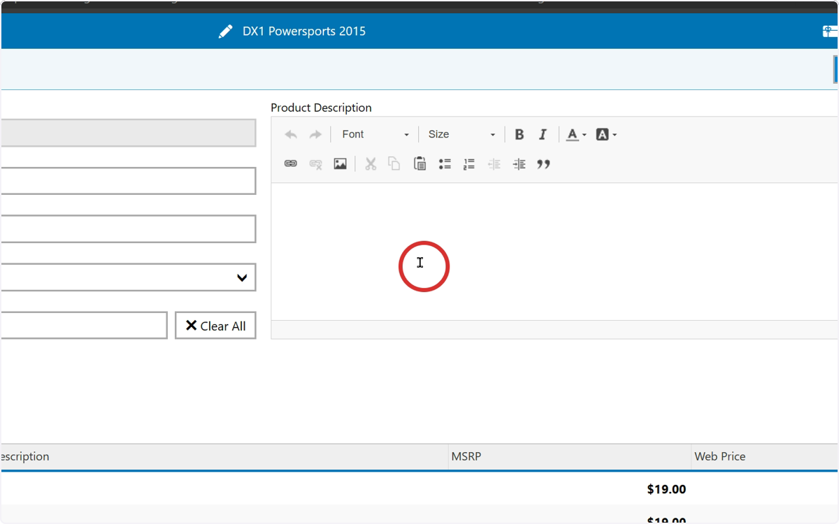 Enter a description (if desired) in the Product Description field.