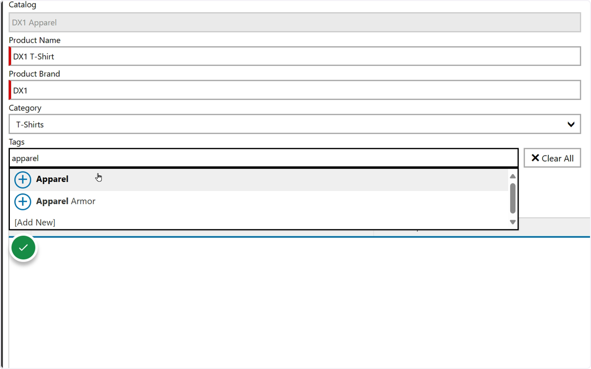 Enter at least one Tag for your product. Tags are used for additional filtering and search functions. You can select from the list as you type or select [Add New] to create your own tag(s).