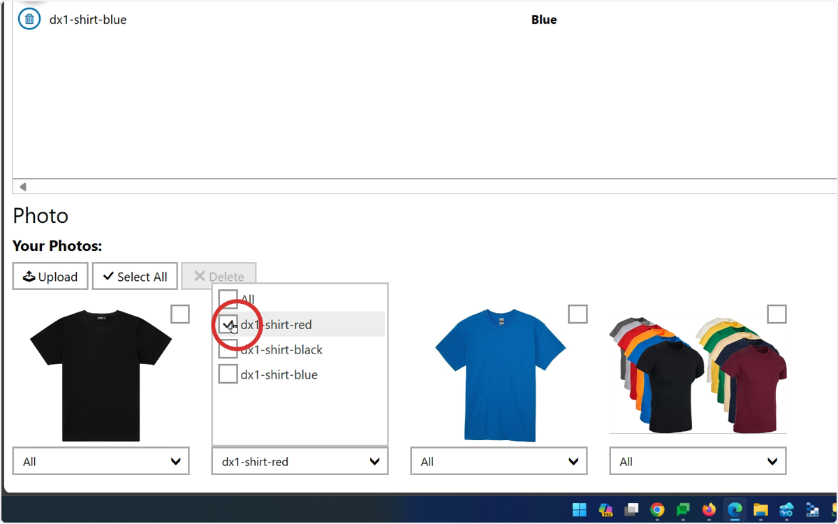 ...and assigning the image to the appropriate part number / SKU. (All is selected by default)