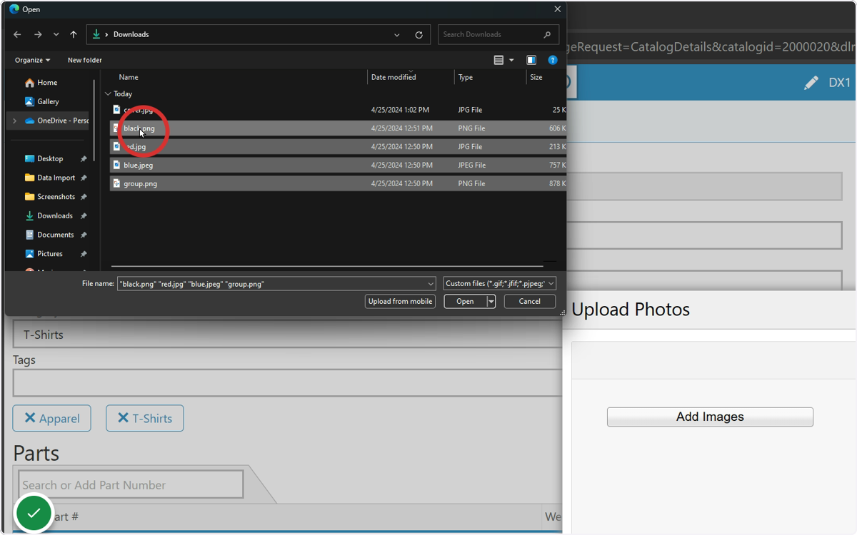 Locate the images on your local machine and select one (or more!) for upload