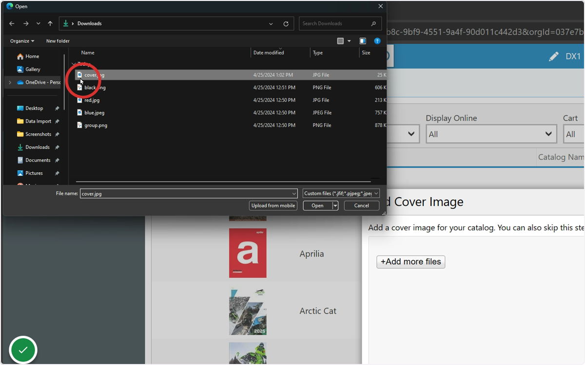 Locate your cover image on your local machine and select it.