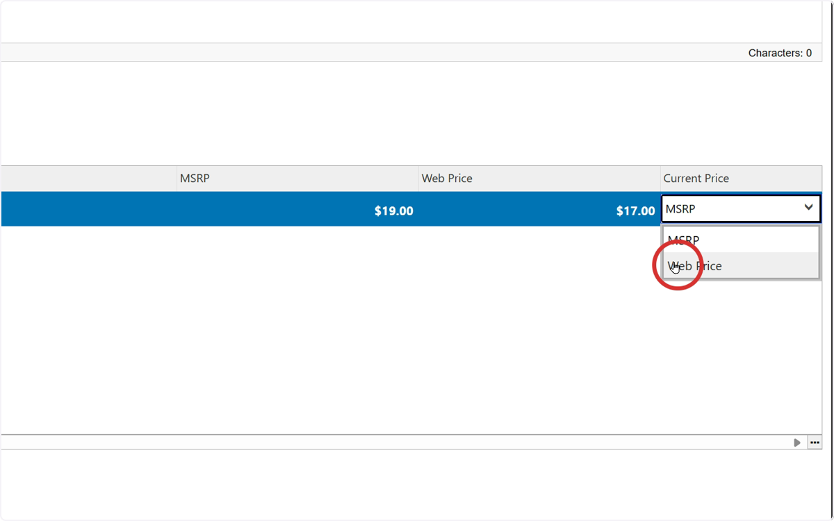Choose which price should be shown on the website, MSRP or Web Price.
