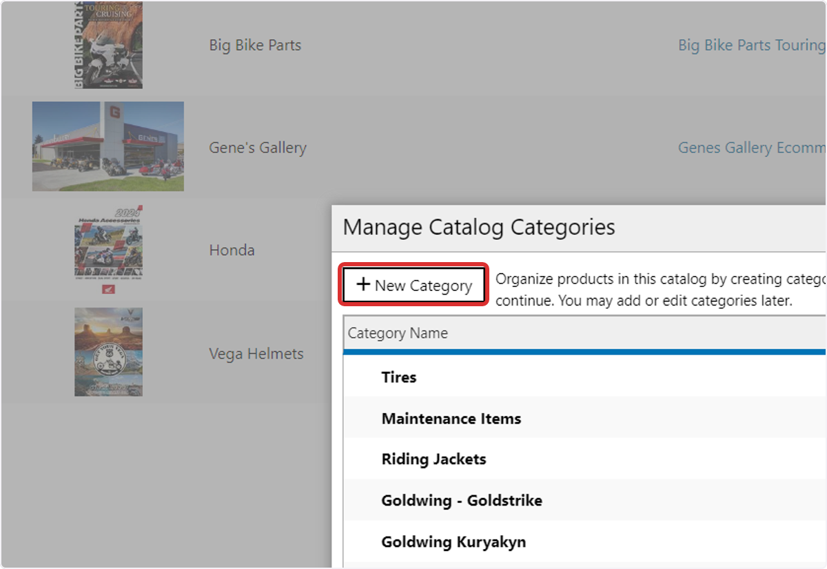 Click on New Category to add a new Category