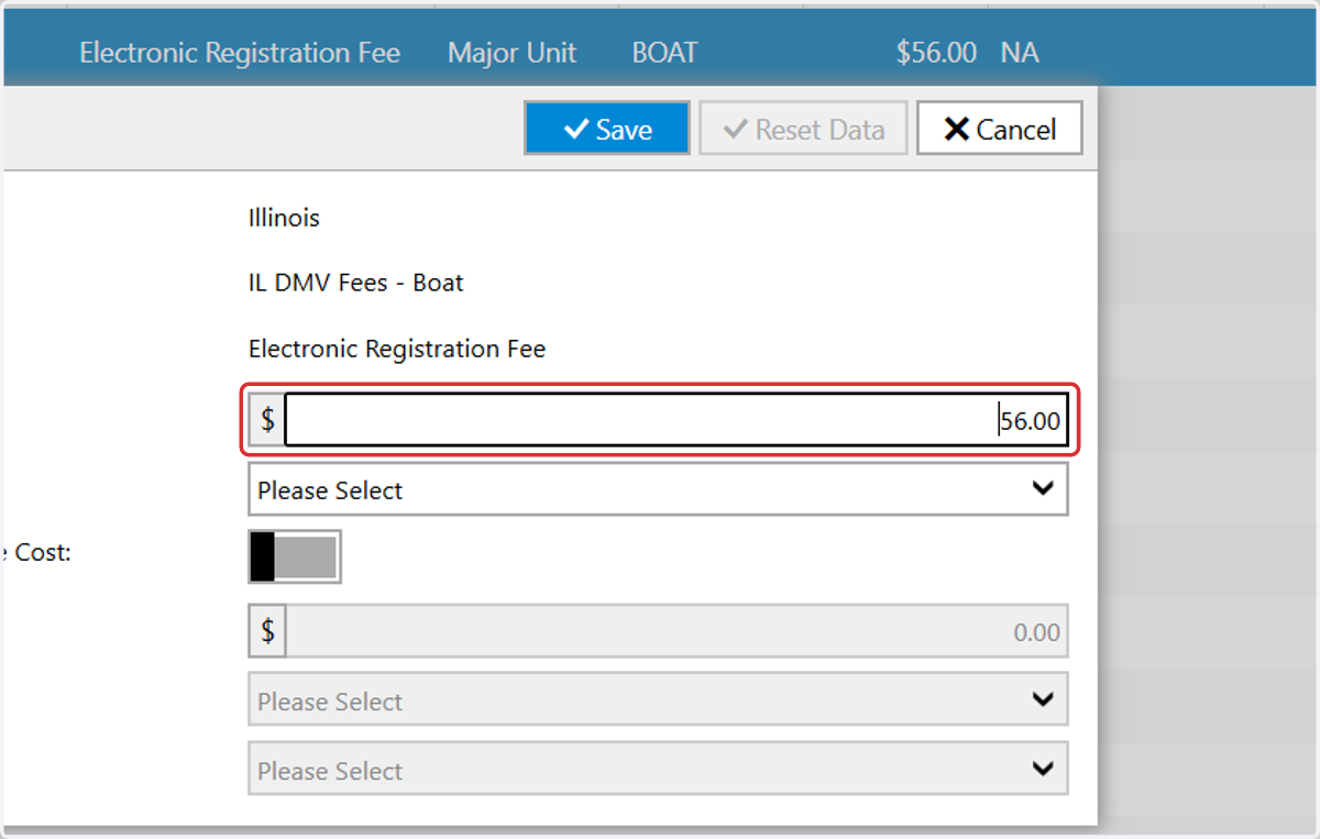Click on Fee Amount field to set a new price