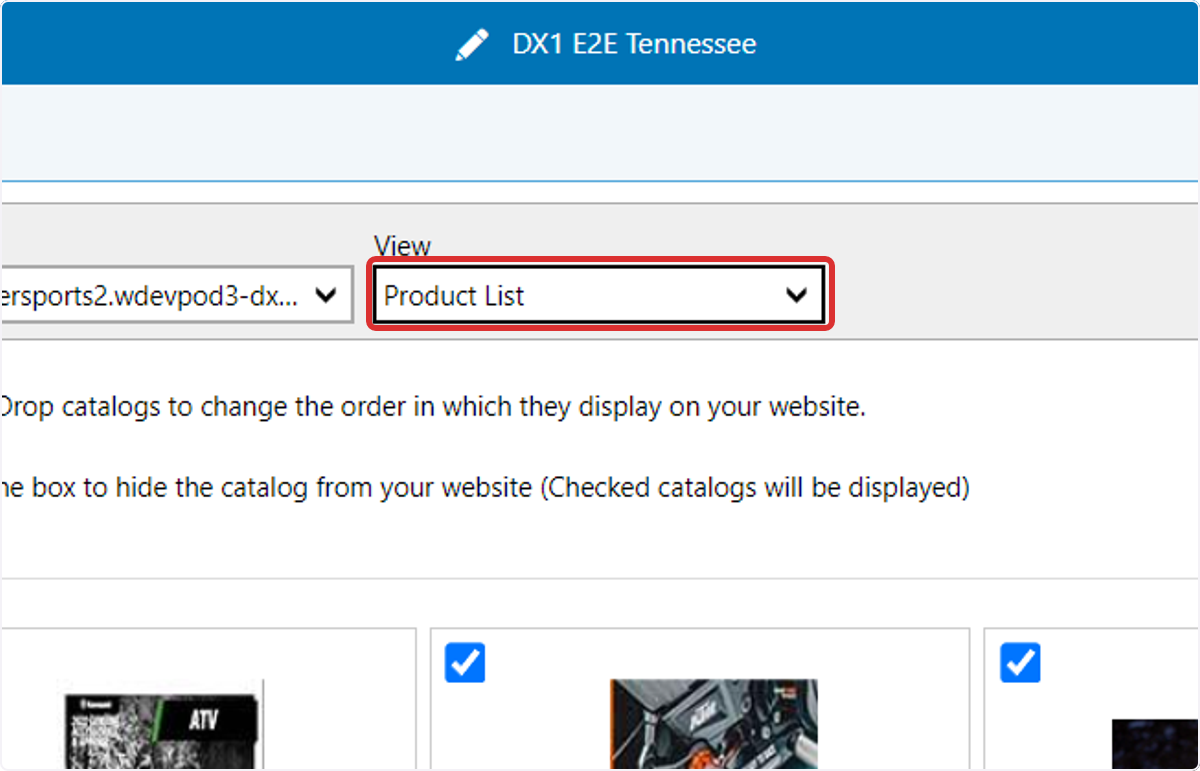Select a view option: 'Catalog Cover' or 'Product List'