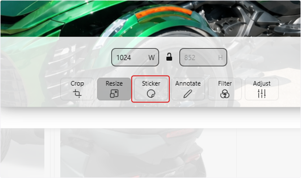 Choose Sticker to add a graphic element on top of the photo.