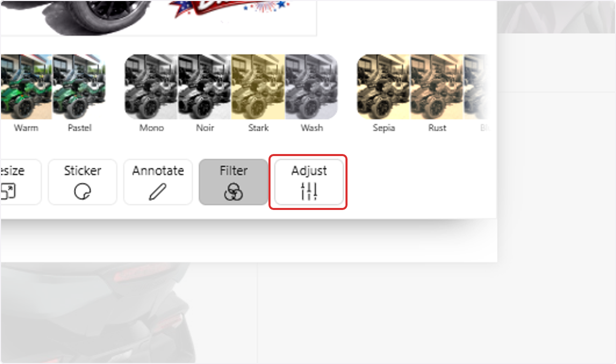 Click on Adjust for manual fine-tuning controls.